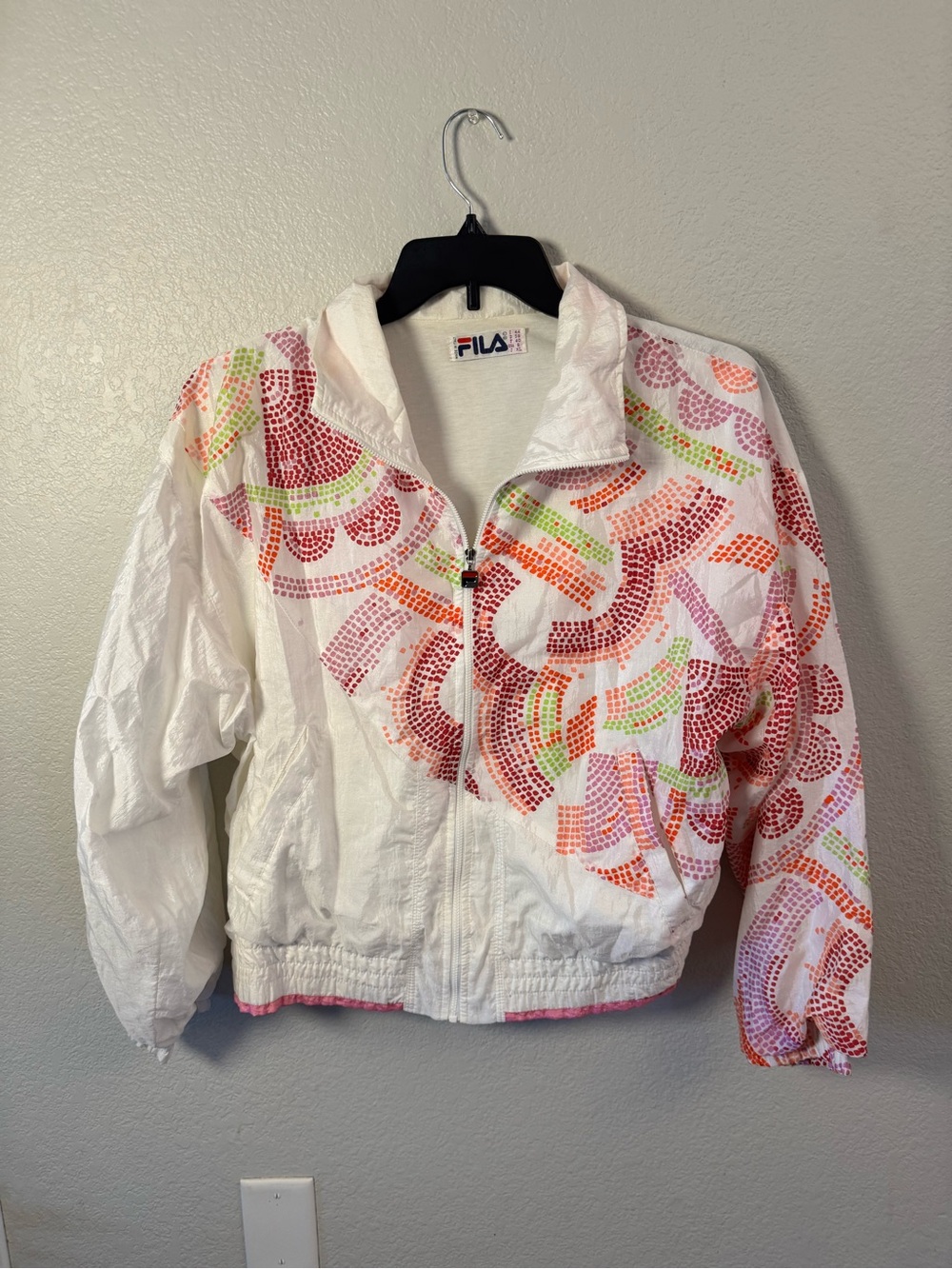 Vintage 80s 90s FILA Made in Italy Abstract Mosaic Windbreaker Women's 8/S